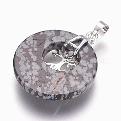 Natur Schneeflocken-Obsidian Anhänger&nbsp;G-F573-C09