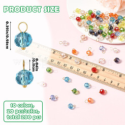 200pcs pendentifs en verre 10 couleurs&nbsp;PALLOY-SW00113
