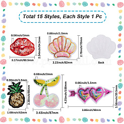 15 Stück 15 Stile Pailletten-Stickerei-Aufnäher zum Aufbügeln&nbsp;DIY-CY0001-11