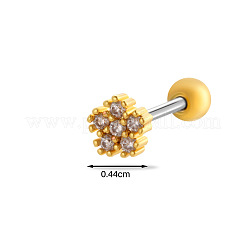 Orecchini in ottone micro pavé di zirconi cubici trasparenti a forma di fiore con cartilagine&nbsp;WG7D5C2-01