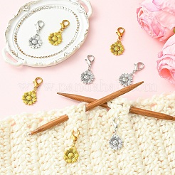 8 pendentif décoratif en alliage tournesol bicolore&nbsp;HJEW-YW00565