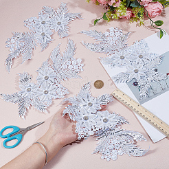 4 Stück Blumen- und Blattapplikationen aus Polyester und Kunststoff&nbsp;PATC-CY0001-49A