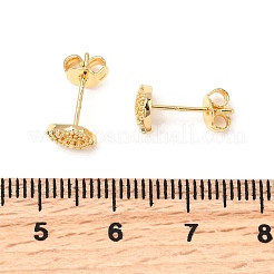 Muschelförmige Ohrstecker aus Messing mit Mikropavé und klaren Zirkonia&nbsp;EJEW-A135-02G