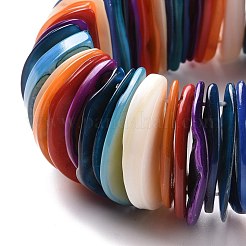 Bracciale elasticizzato con perline a mezzaluna conchiglia naturale&nbsp;BJEW-G636-07
