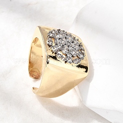 Messing Micro Pave klare Manschettenringe aus Zirkonia&nbsp;RJEW-H262-05G