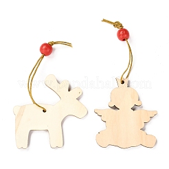 Décorations de grand pendentif en bois thème de noël&nbsp;HJEW-F011-04