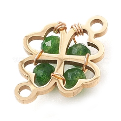 5 pièce 5 styles d'agate mousse naturelle et de jade de Taiwan teinté et d'aventurine verte et de rubis en zoisite et de connecteur en pierre d'or verte synthétique à maillons ronds à facettes&nbsp;PALLOY-JF03251