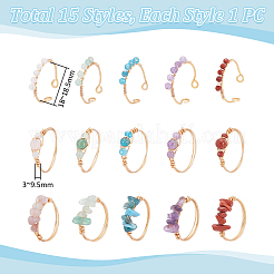 15 Fingerring aus natürlichen Edelsteinperlen&nbsp;RJEW-UN00049