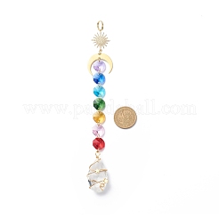 Decorazioni pendenti con perline di vetro ottagonale placcato&nbsp;HJEW-JM00775-03