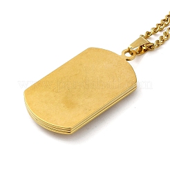 Collana con ciondolo in acciaio inossidabile con tag rettangolo gesù 201 con catene in ferro&nbsp;NJEW-D048-07G