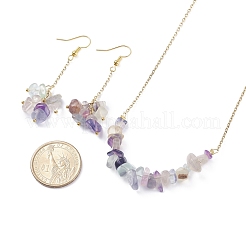 Ensemble de bijoux en perles de fluorite naturelle&nbsp;SJEW-JS01230-02