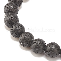 Bracelet extensible en pierre de lave naturelle et mélange de pierres et de tubes en alliage avec mauvais œil au chalumeau&nbsp;BJEW-JB08320-02