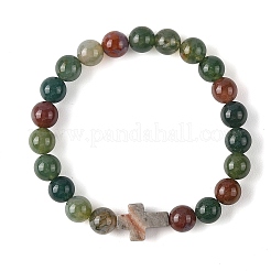 Braccialetti elasticizzati con perline rotonde di agata indiana naturale da 8.5 mm&nbsp;BJEW-JB14342-01