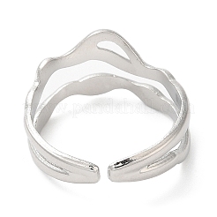 Anello polsino aperto a onda cava in acciaio inossidabile 304 anti-ossidazione per donna&nbsp;LS-RJEW-I098-03P