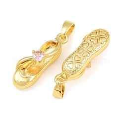 Pendentifs en laiton micro pavé de zircons cubiques roses&nbsp;CU-CBA9AB3-12G
