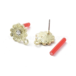 Aleación dorada chapada en estante con fornituras de aretes de rhinestone&nbsp;EJEW-B036-02G-15