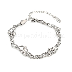 Bracciali con catene satellitari in acciaio inossidabile 304&nbsp;BJEW-Z106-01P