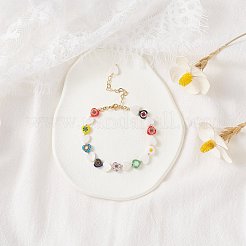 Braccialetto di perline fiore cuore colorato per ragazze donne&nbsp;BJEW-TA00030