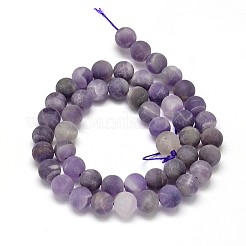 Gefrostet natürlichen Amethyst runde Perle Stränge&nbsp;X-G-L357-8mm-07