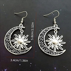 Boucles d'oreilles pendantes en alliage lune et soleil&nbsp;FS-WG4E656-01