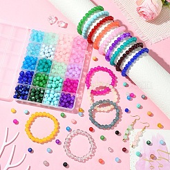 1000 Stück 40 Farben Backfarbe Imitation von Jadeglas runde Perlen&nbsp;DGLA-YW0001-32