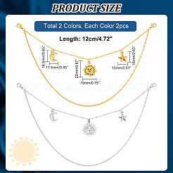 4 Stück 2 Farben Sonne Mond Stern Legierung Boot Strap Ketten&nbsp;FIND-AB00062