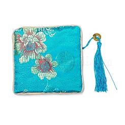 Pochette cadeau de sac de bijoux de fermeture éclair de gland de brocart chinois&nbsp;ABAG-F005-05