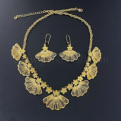 Collane pendenti in lega a forma di ventaglio e fiore e set di orecchini a cerchio&nbsp;FS-WGC1D3A-01