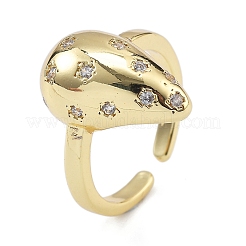 Gestellplattierung Messing Mikropflaster klare klare Zirkonia Manschettenfingerringe für Frauen&nbsp;RJEW-M028-50G