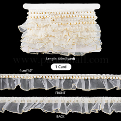 5 Yards Chiffon-Plissee-Spitzenband mit Plastikperlen&nbsp;OCOR-PH0004-05