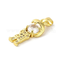 Ciondoli in ottone con placcatura a cremagliera con micro pavé di zirconi chiari&nbsp;KK-C053-07A-G