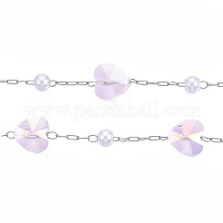 Coeur en verre et chaînes de perles en plastique abs&nbsp;CHS-N003-06A