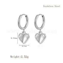 Elegantes pendientes de aro de acero inoxidable con forma de corazón&nbsp;CL8045-1