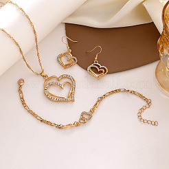 Herz-Legierung Kristall Strass Anhänger Halskette & baumeln Ohrring & Link Armband Sets&nbsp;FS-WGED074-01