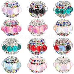 12 pieza de cuentas redondas de rhinestone acrílicos brillantes de 12 colores&nbsp;OACR-PA0002-12