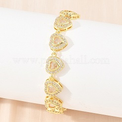 Bracelets de tennis en laiton pavés de zirconiums cubiques en forme de cœur pour femmes&nbsp;KK-CBA68DA-09G-01