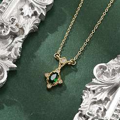 Colliers pendentifs en acier inoxydable 304 avec zircon cubique vert pour femmes&nbsp;NJEW-C078-01E-G