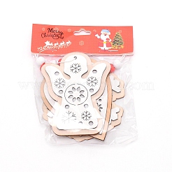 Contreplaqué sur le thème de noël avec de gros pendentifs en corde de chanvre&nbsp;WOOD-TAC0010-13
