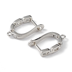 Ausgehöhlte rechteckige Creolenohrringe aus Messing&nbsp;ZIRC-L097-058P