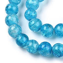 Perles de verre craquelé cuites au four&nbsp;DGLA-Q023-8mm-YS77-A