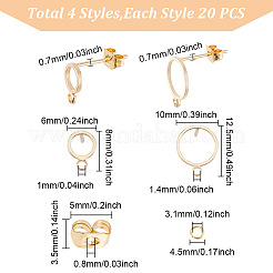 20 paio di orecchini a perno con anello in ottone in 2 stili&nbsp;DIY-GO0001-16