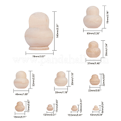 Poupées matriochka en bois blanc inachevé&nbsp;DIY-WH0148-31
