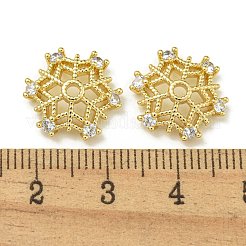 Cappucci con micro pavimentazioni in ottone placcato a cremagliera con perline di zirconi trasparenti&nbsp;KK-K386-11G