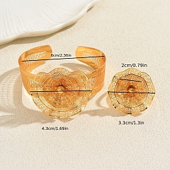Luxuriöse Brautarmreifen und Ringe aus Eisen mit eindimensionalem Blumenmuster für Damen&nbsp;HI9521