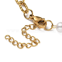 Collares de cadena con cuentas de perlas de plástico y clip de acero inoxidable 304 con revestimiento iónico (IP)&nbsp;NJEW-E098-05G