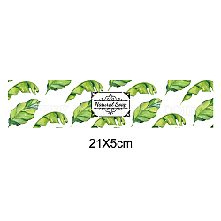 Etichetta in carta saponata fatta a mano, nastro di carta patinata su entrambi i lati con membrana tectorial, rettangolo con motivo a foglia/fiore e parola, per imballaggi di sapone, verde, 210x50mm