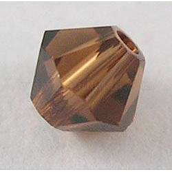 Austrian Crystal Beads, 5301 3mm, Bicone, Smoked Topaz, Size: about 3mm long, 3mm wide, Hole: 0.8mm
