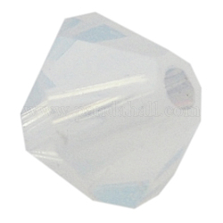 Austrian Crystal Beads, 5301 6mm, Bicone, White Opal, Size: about 6mm long, 6mm wide, Hole: 1mm