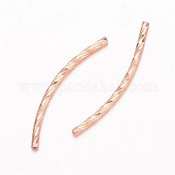 Perles de tube de laiton courbées, Véritable plaqué or rose, 30x1.5mm, Trou: 1mm