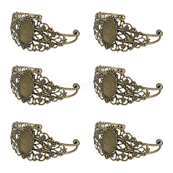 Pandahall 5 Sätze Messing Armband Rohling mit 25x18mm ovalen runden Cabochon Einstellungen Lünette Tablett für Schmuck Herstellung Manschette Armreifen Armbänder antike Bronze